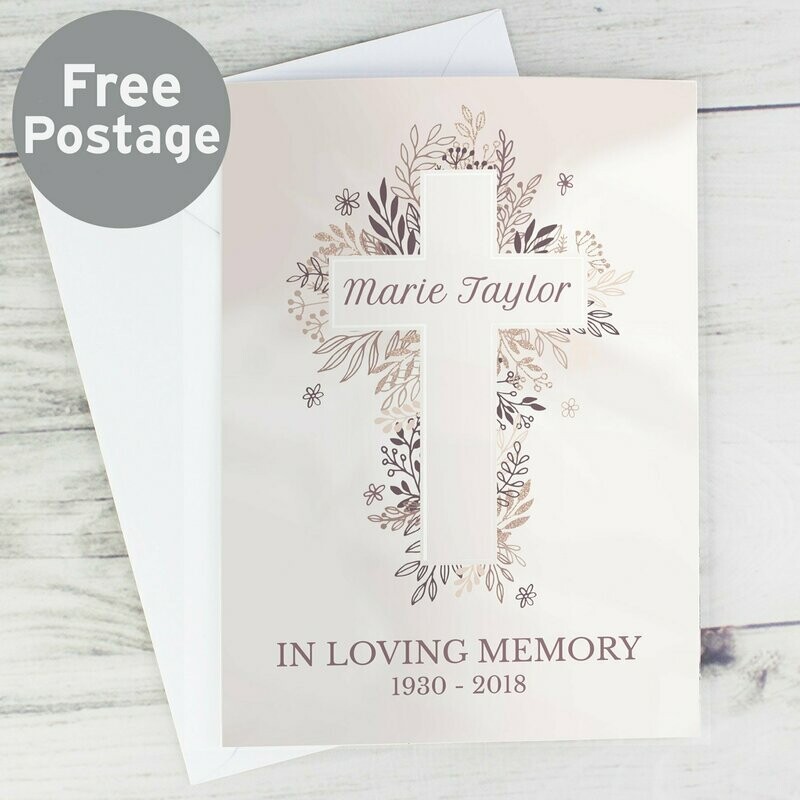 Personalised Floral Cross Card