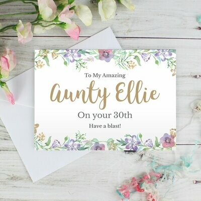 Personalised Gold Floral Watercolour Card