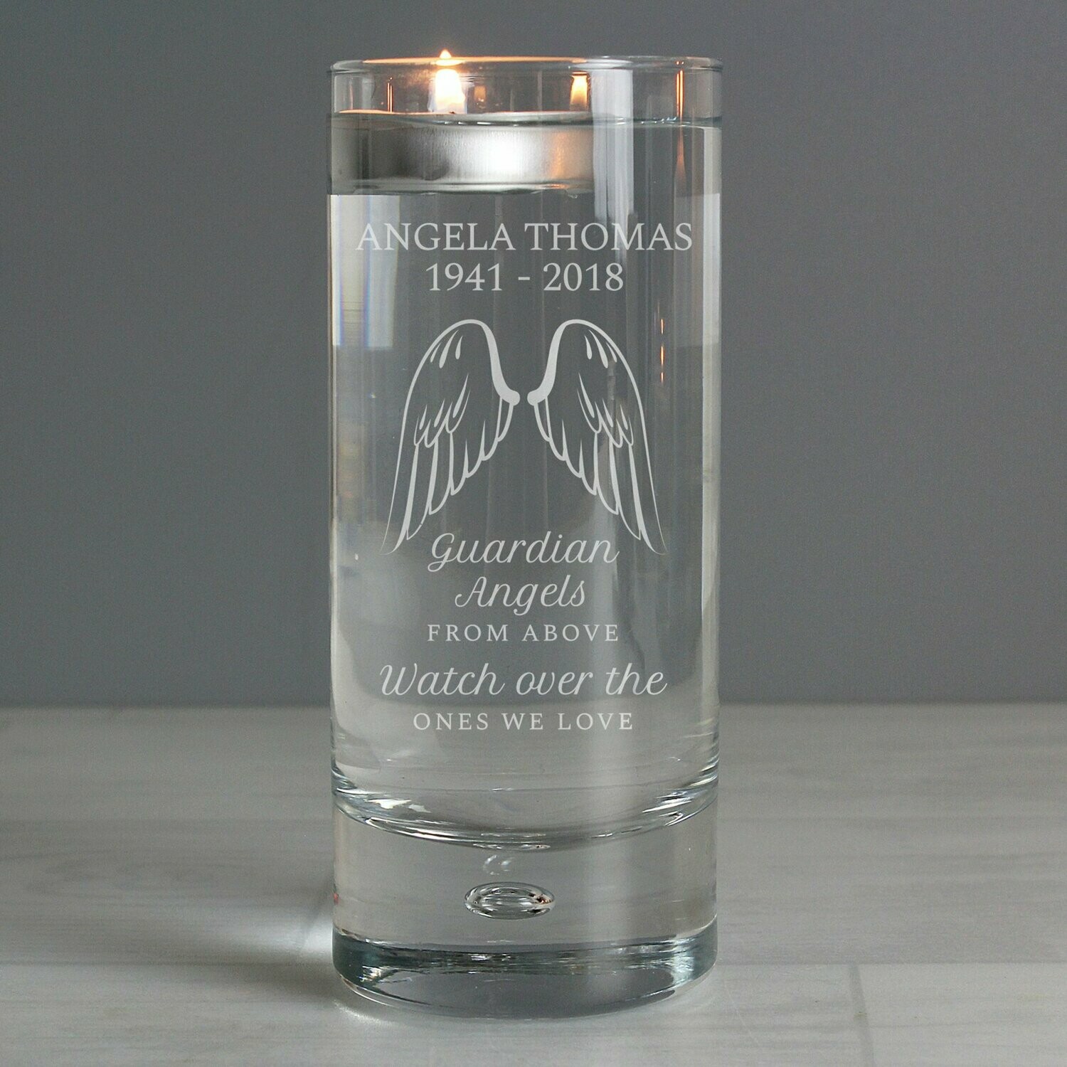 Personalised Guardian Angel Wings Floating Candle Holder