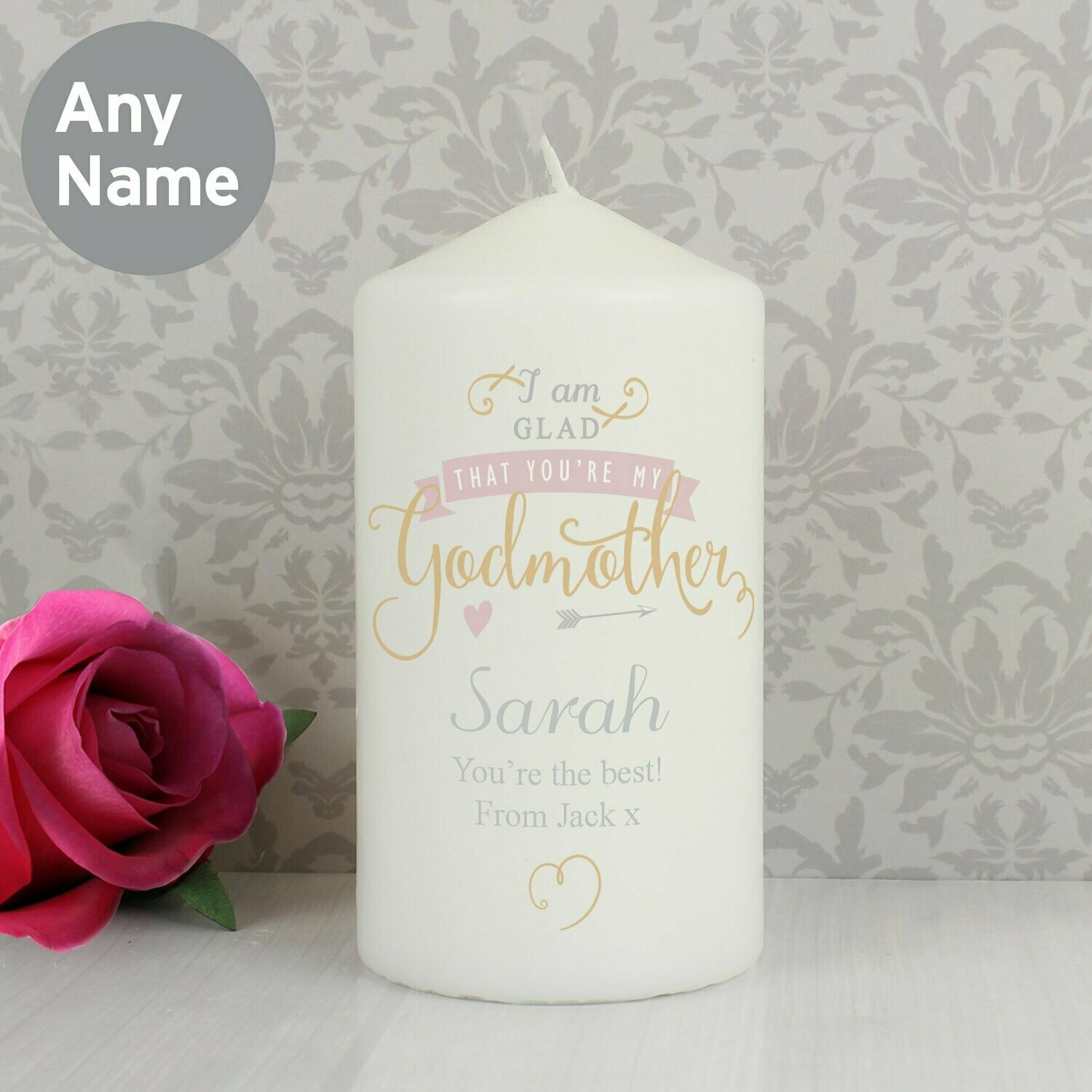 Personalised I Am Glad... Godmother Candle