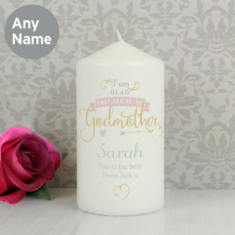 Personalised I Am Glad... Godmother Candle