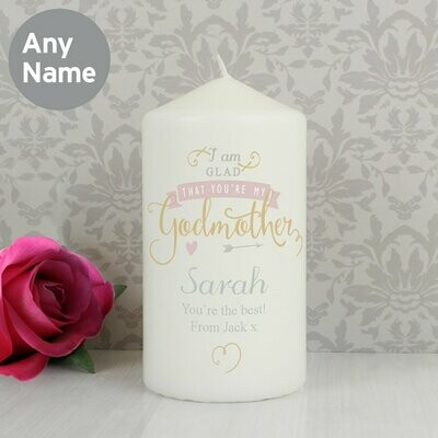 Personalised I Am Glad... Godmother Candle