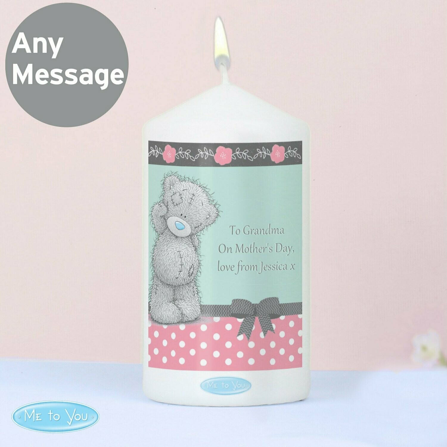 Personalised Me To You Pastel Polka Dot for Her Candle