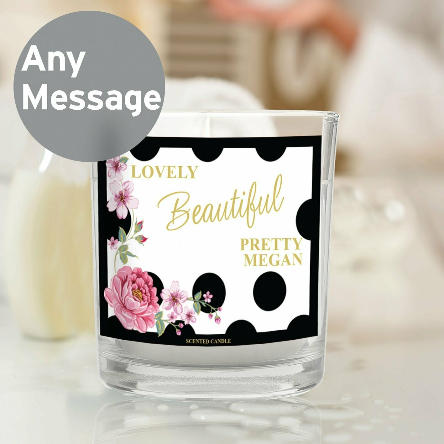 Personalised Floral Dot Scented Jar Candle