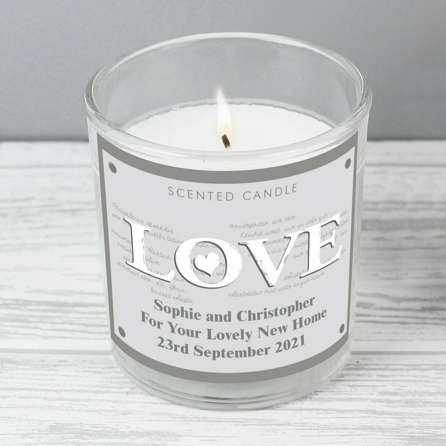 Personalised LOVE Scented Jar Candle
