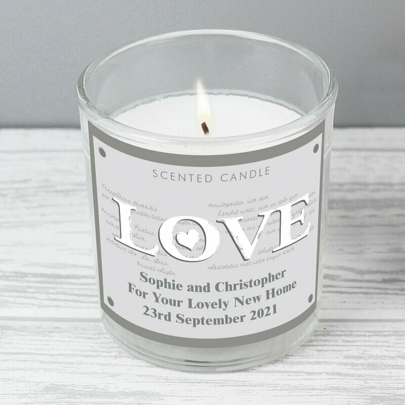 Personalised LOVE Scented Jar Candle