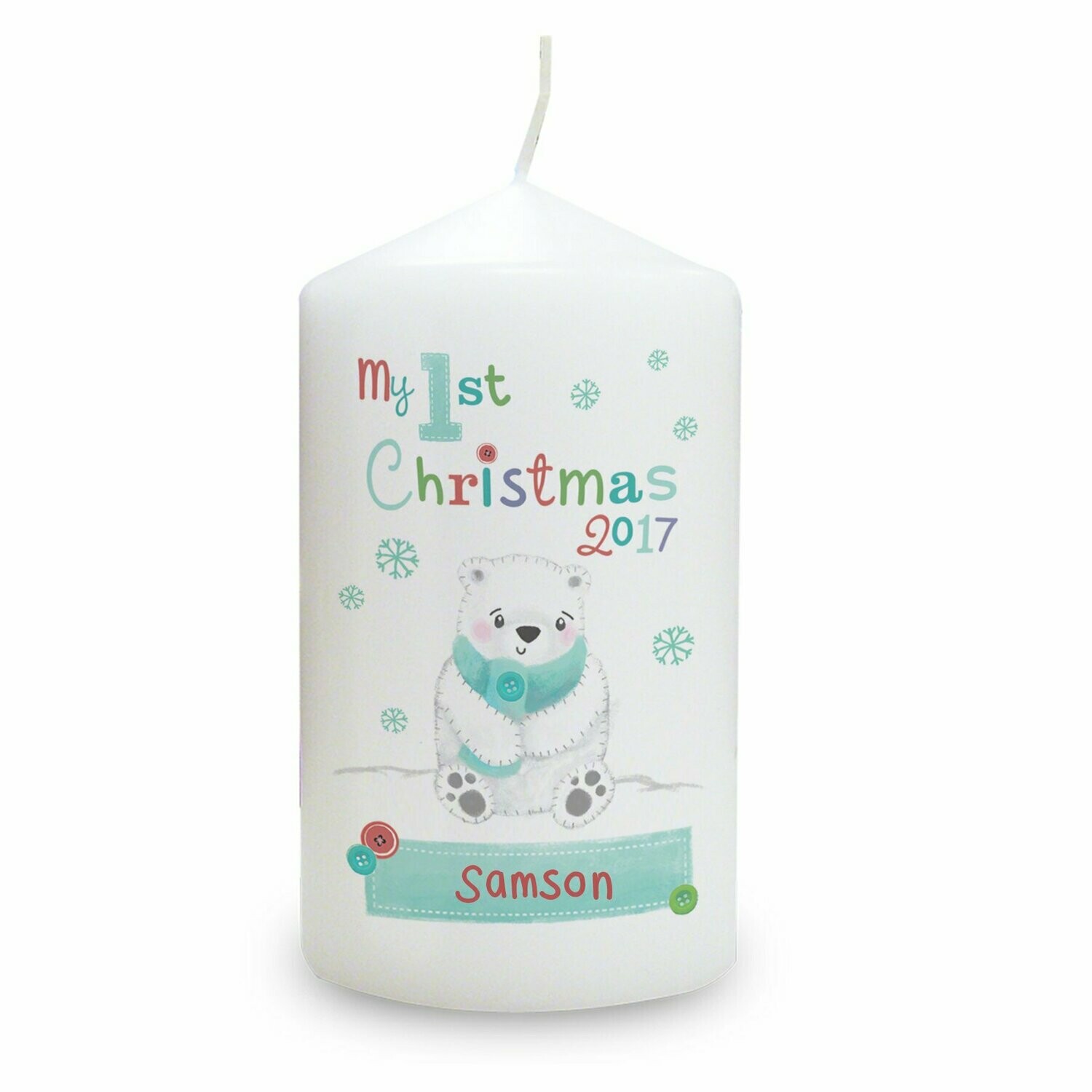 Personalised Polar Bear My 1st Christmas Candle
