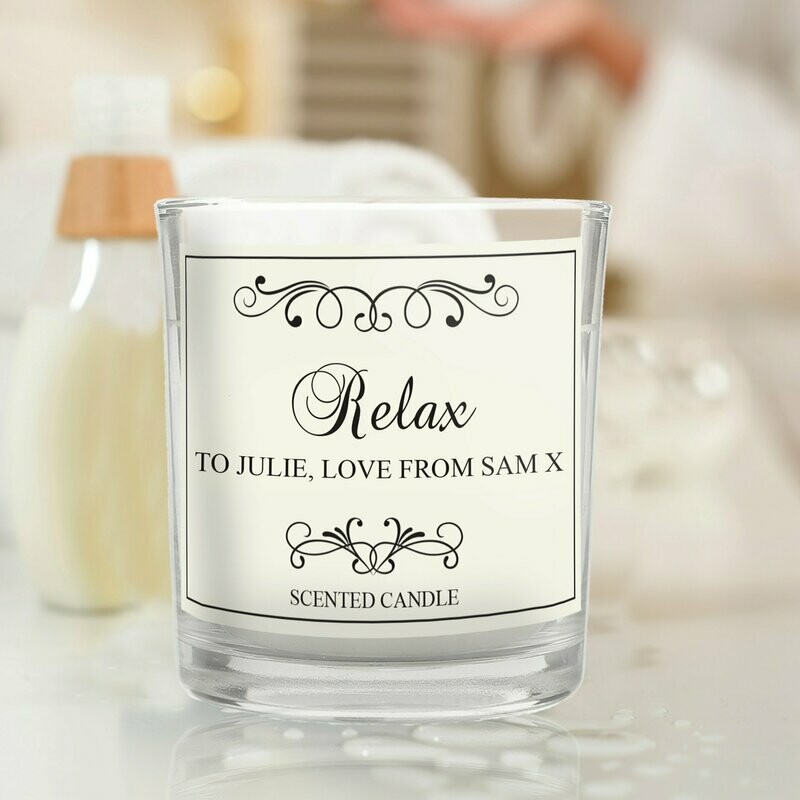 Personalised Black Swirl Scented Jar Candle