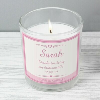 Personalised Pink Elegant Scented Jar Candle