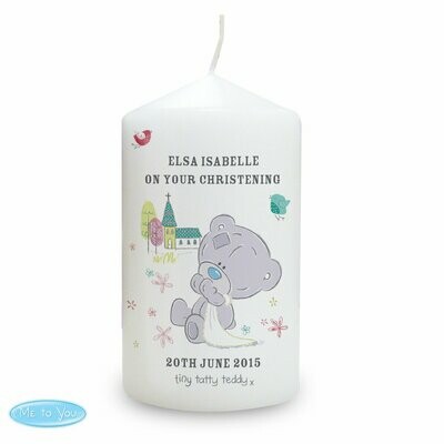 Personalised Tiny Tatty Teddy Christening Candle