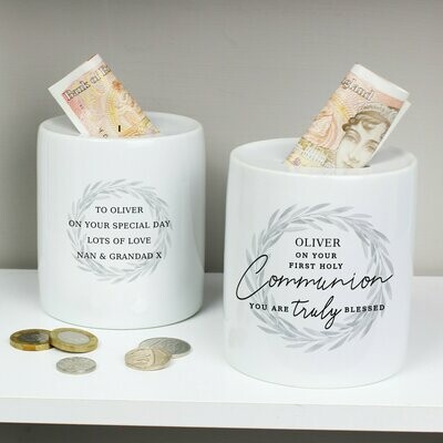 Personalised First Holy Communion Ceramic Money Box