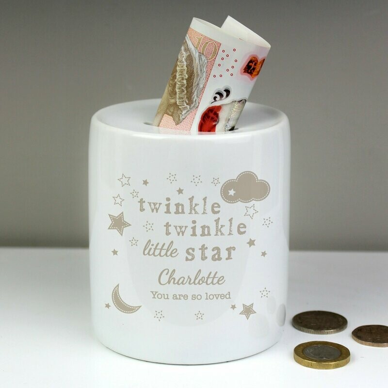 Personalised Twinkle Twinkle Ceramic Money Box