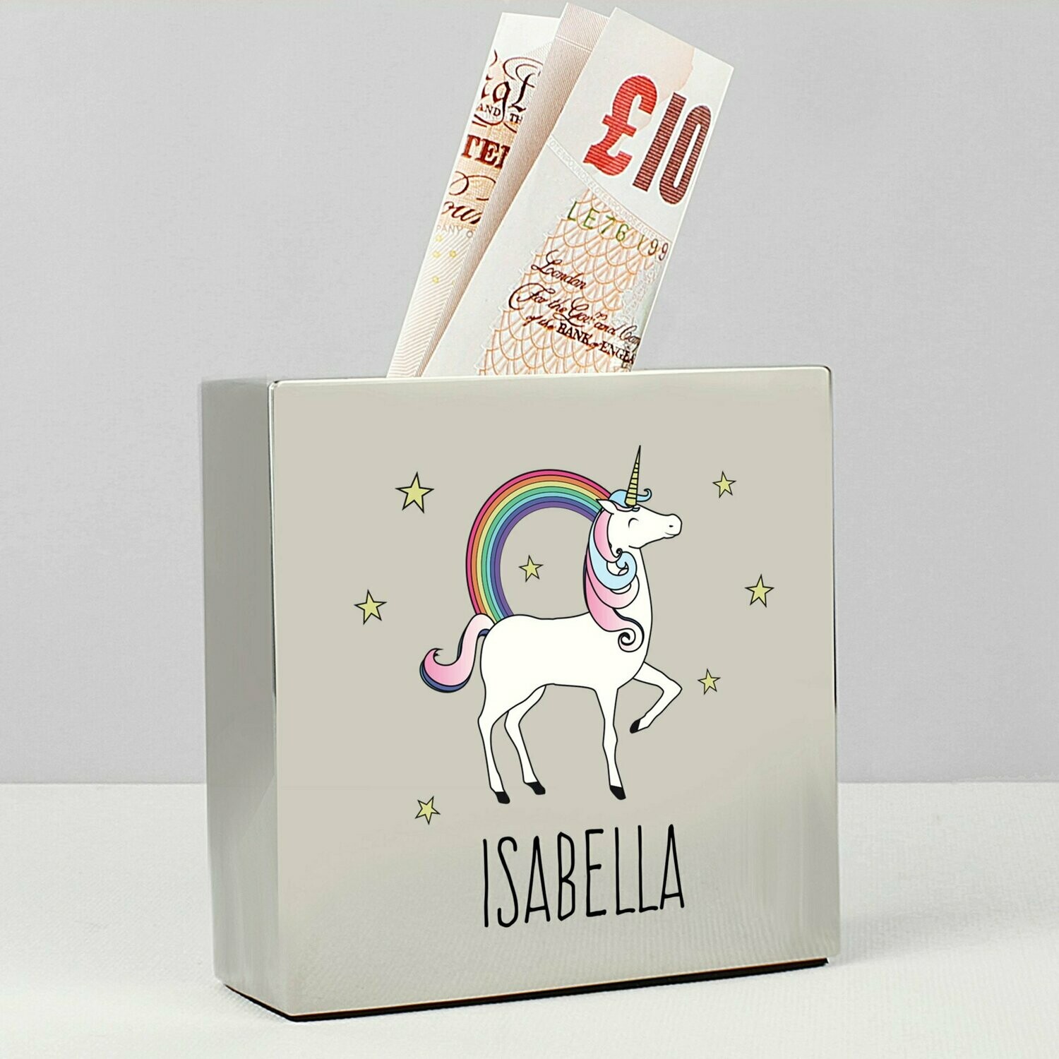 Personalised Unicorn Square Money Box