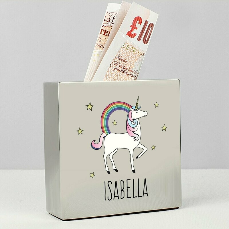 Personalised Unicorn Square Money Box