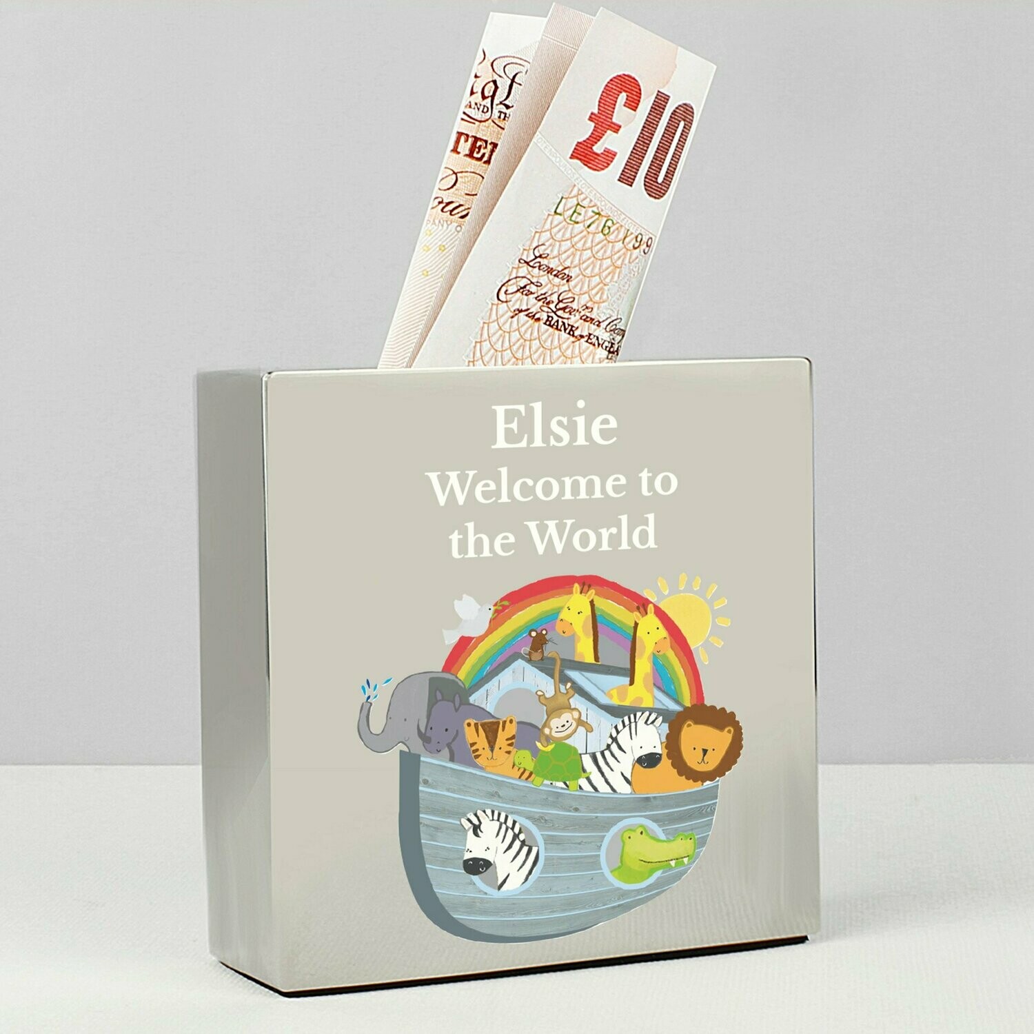 Personalised Noah's Ark Square Money Box