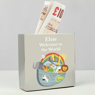 Personalised Noah's Ark Square Money Box