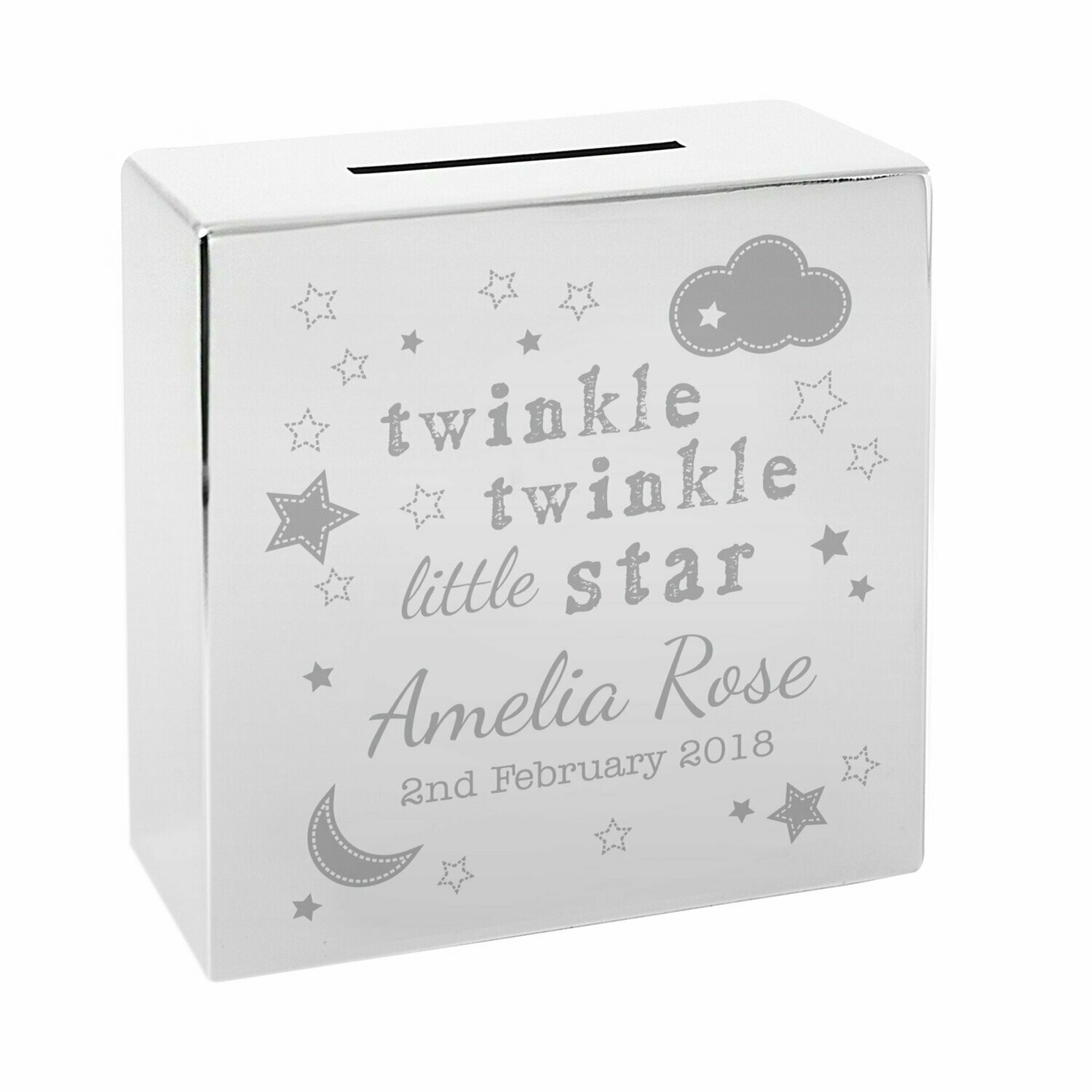 Personalised Twinkle Twinkle Square Money Box