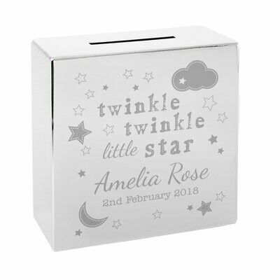 Personalised Twinkle Twinkle Square Money Box