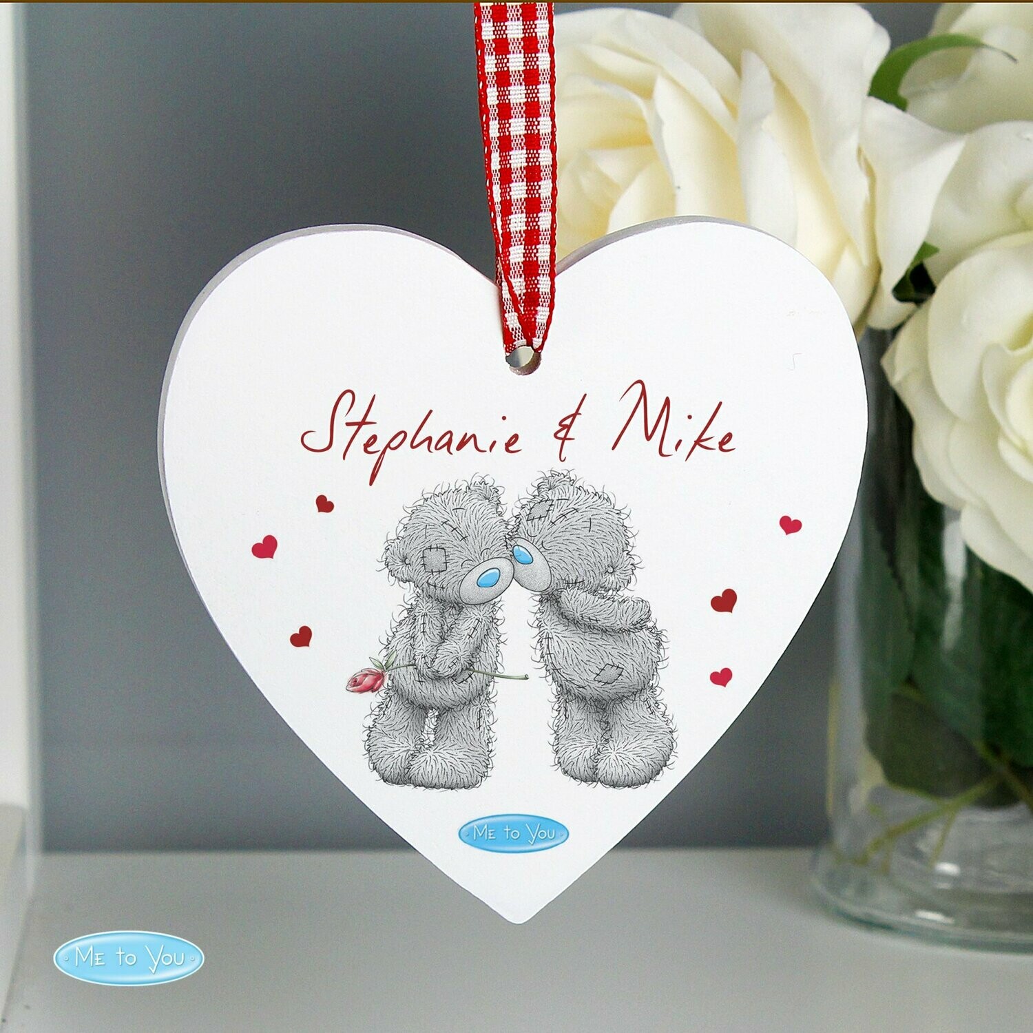 Personalised Me to You Couples Wooden Heart Decoration