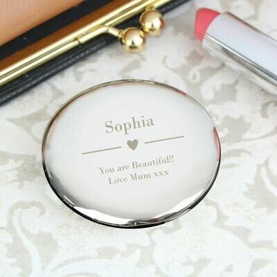 Personalised Decorative Heart Compact Mirror