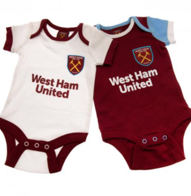 West Ham United FC 2 Pack Bodysuit 9/12 mths
