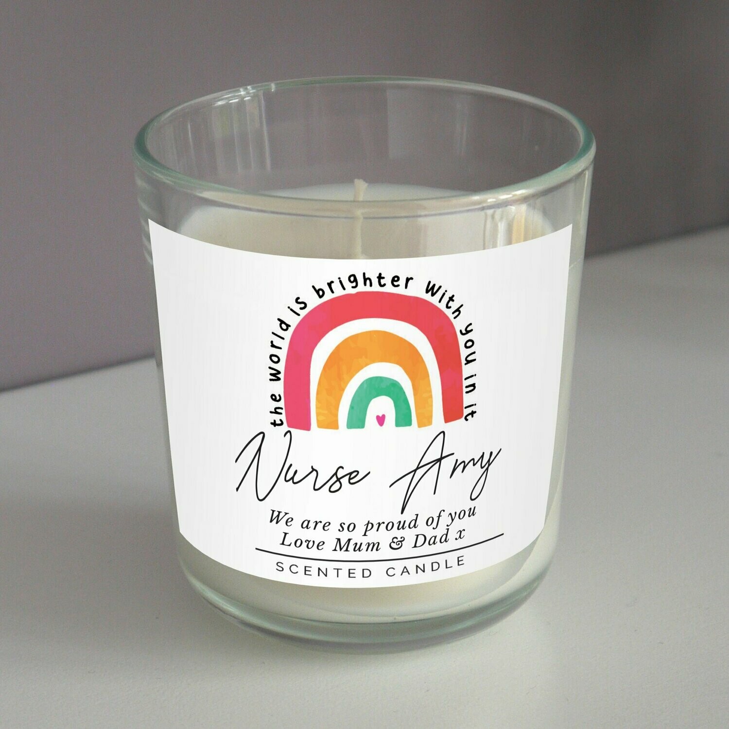 Personalised You Make The World Brighter Rainbow Scented Jar Candle