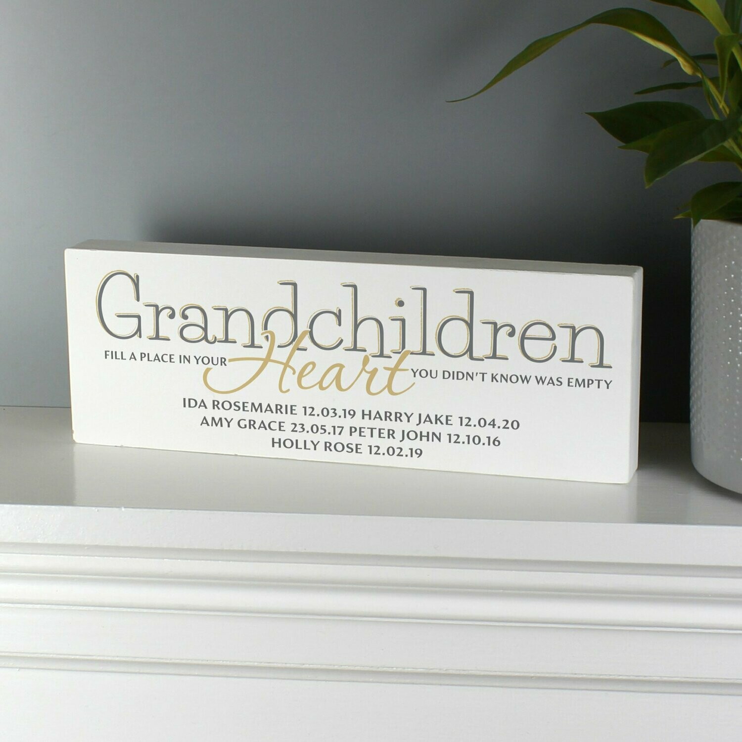 Personalised Grandchildren Wooden Block Sign