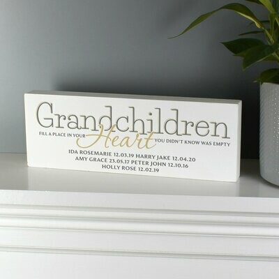 Personalised Grandchildren Wooden Block Sign