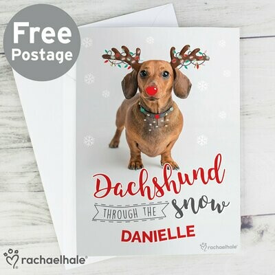 Personalised Rachael Hale Christmas Dachshund Through the Snow Card