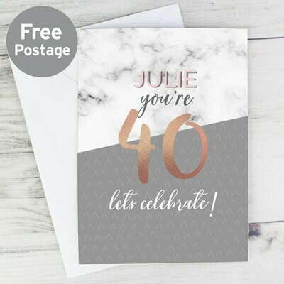Personalised Marble and Rose Gold Birthday Card
