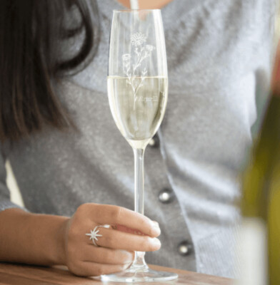 Birth Flower Crystal Champagne Glass