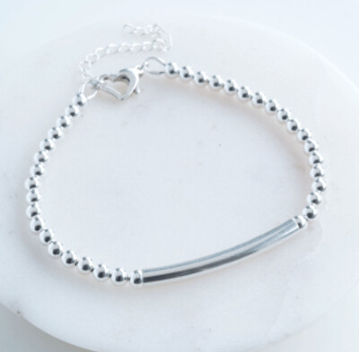 Personalised Silver Heart Clasp Bracelet