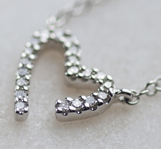 Modern White Gold Diamond Heart Necklace