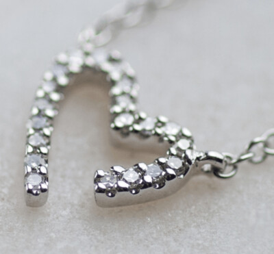 Modern White Gold Diamond Heart Necklace
