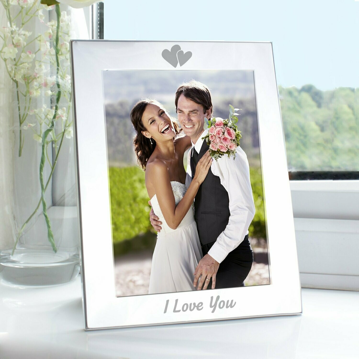 Silver 5x7 I Love You Photo Frame