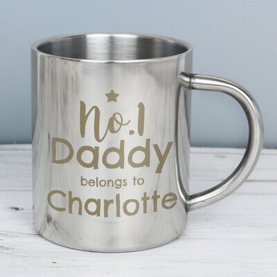 Personalised No.1 Daddy Stainless Steel Mug