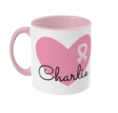 Pink ribbon heart ...Mug