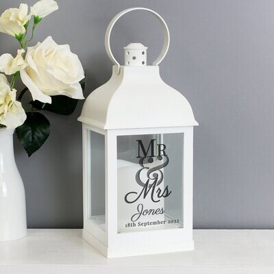 Personalised Mr & Mrs White Lantern