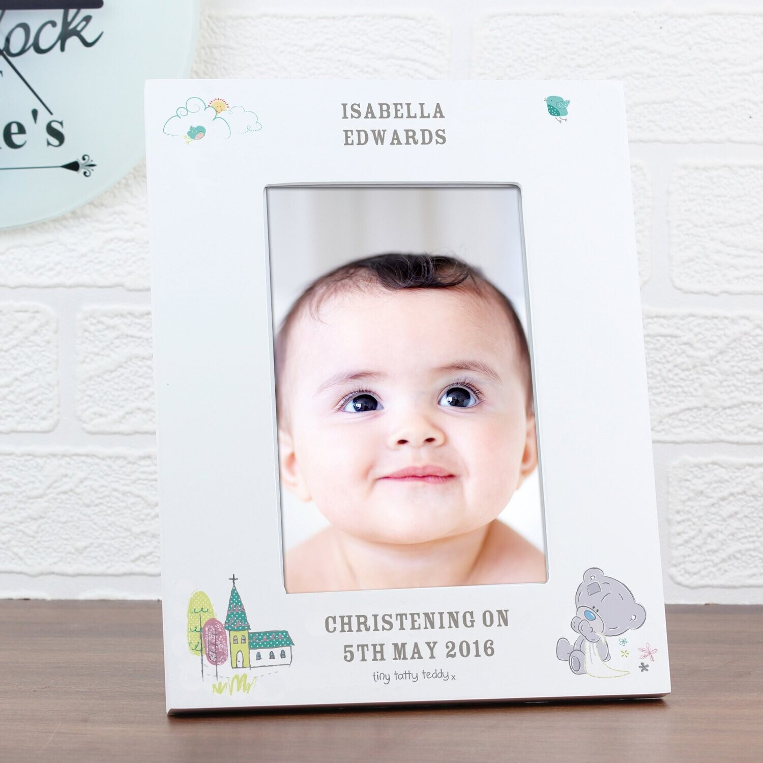 Personalised Tiny Tatty Teddy Christening 4x6 Frame