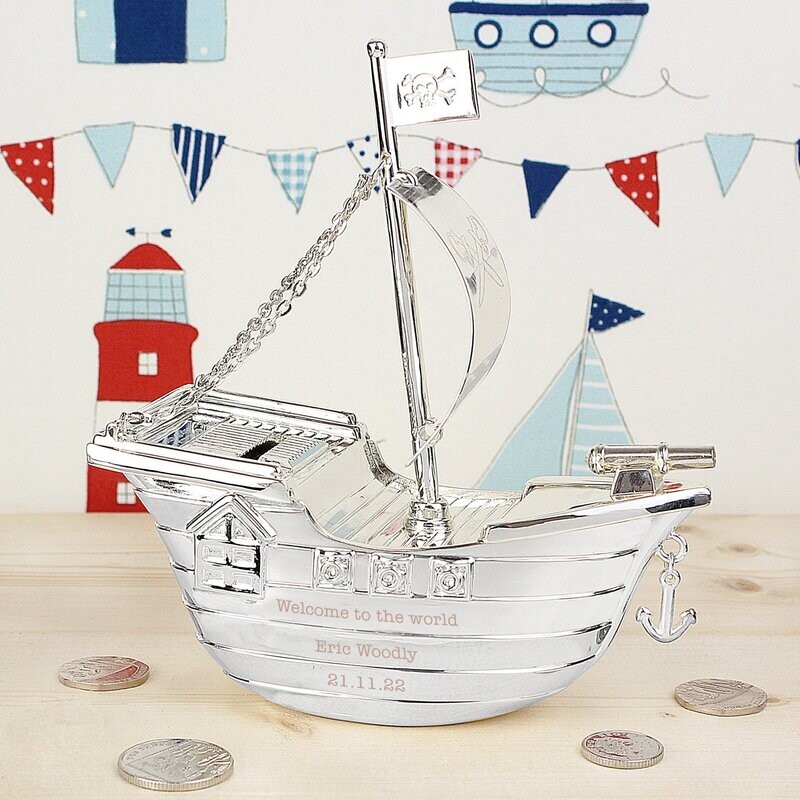 Personalised Pirate Ship Money Box