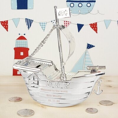 Personalised Pirate Ship Money Box
