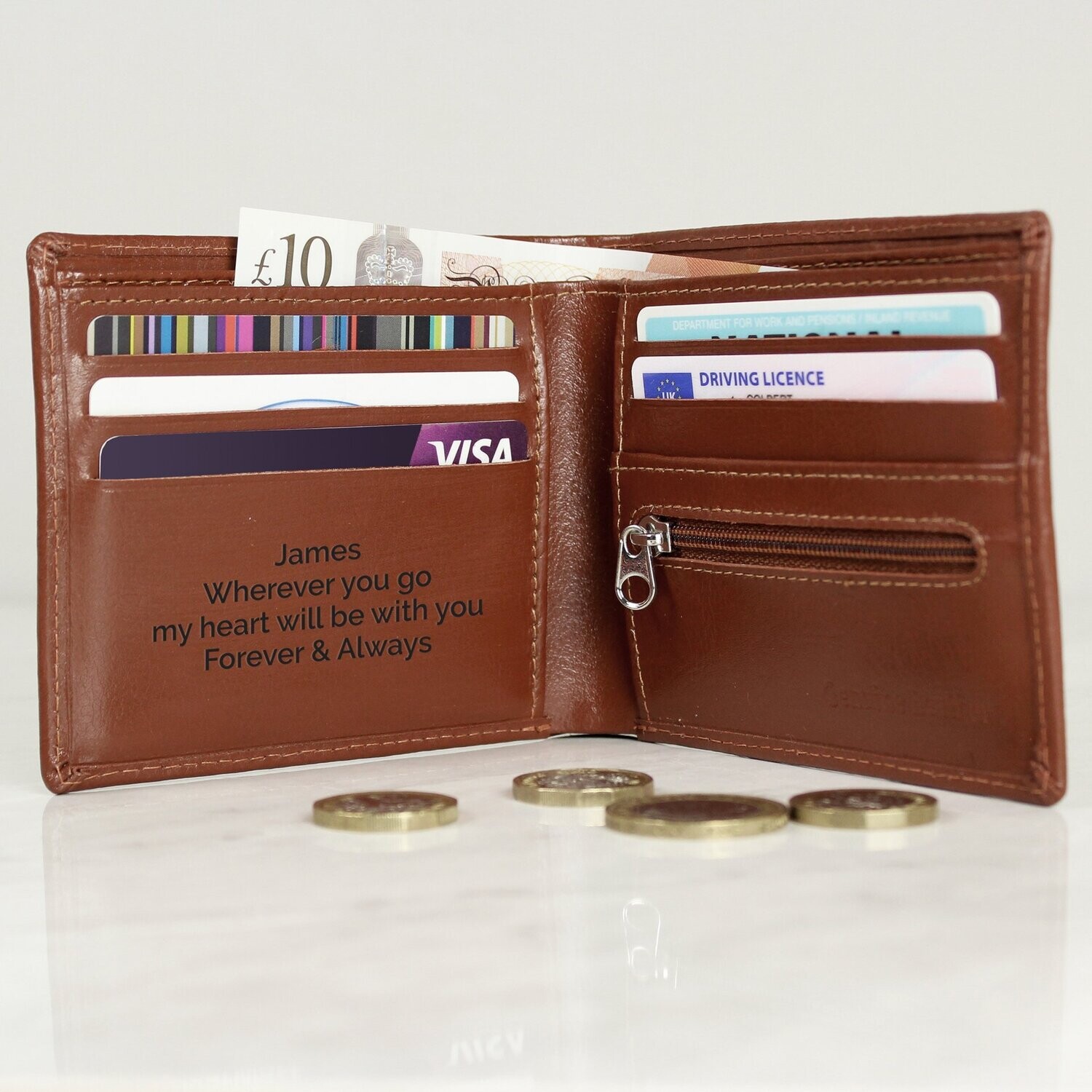 Personalised Free Text Black Leather Wallet
