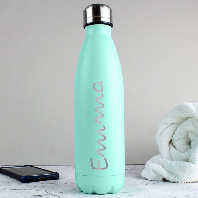Personalised Name Only Mint Green Metal Insulated Drinks Bottle