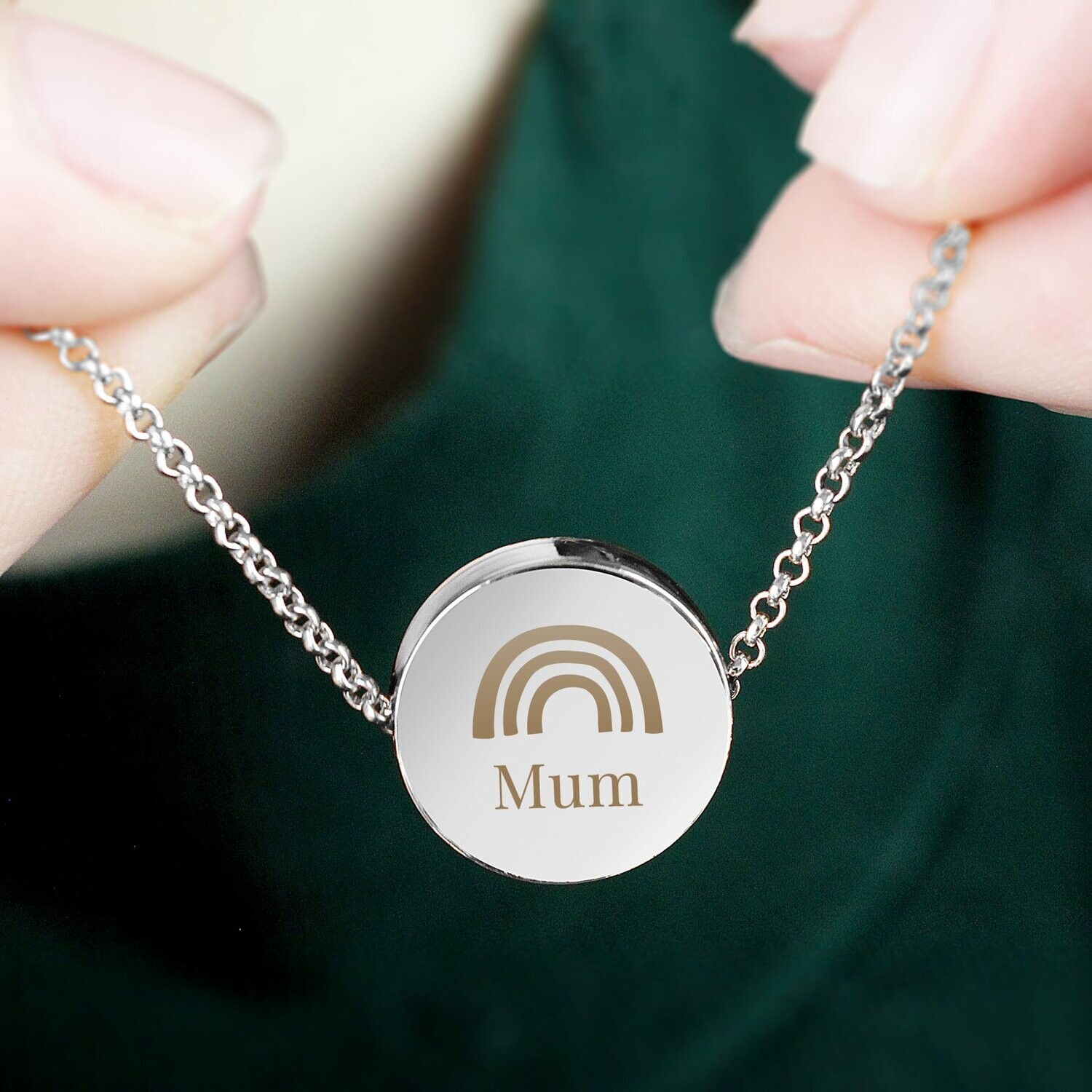 Personalised Rainbow Disc Necklace