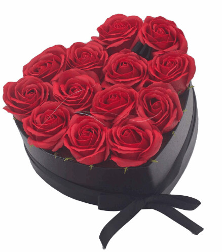 Soap Flower Gift Bouquet - 13 Red Roses - Heart