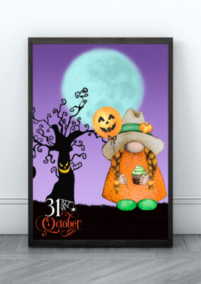 Halloween Gnome -  Framed Print