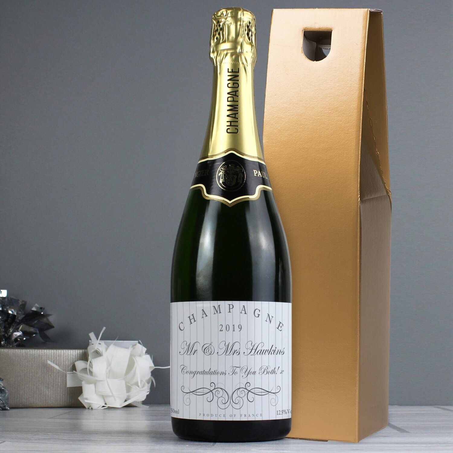Personalised Elegant Swirl Champagne Bottle