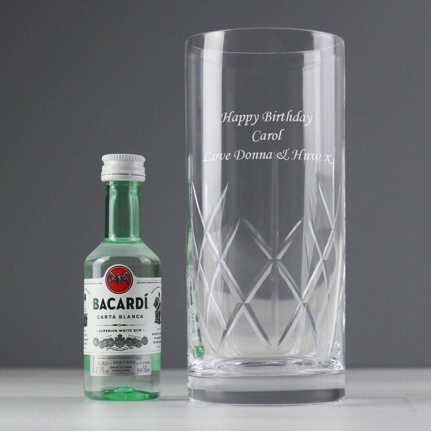 Personalised Cut Crystal Bacardi Set