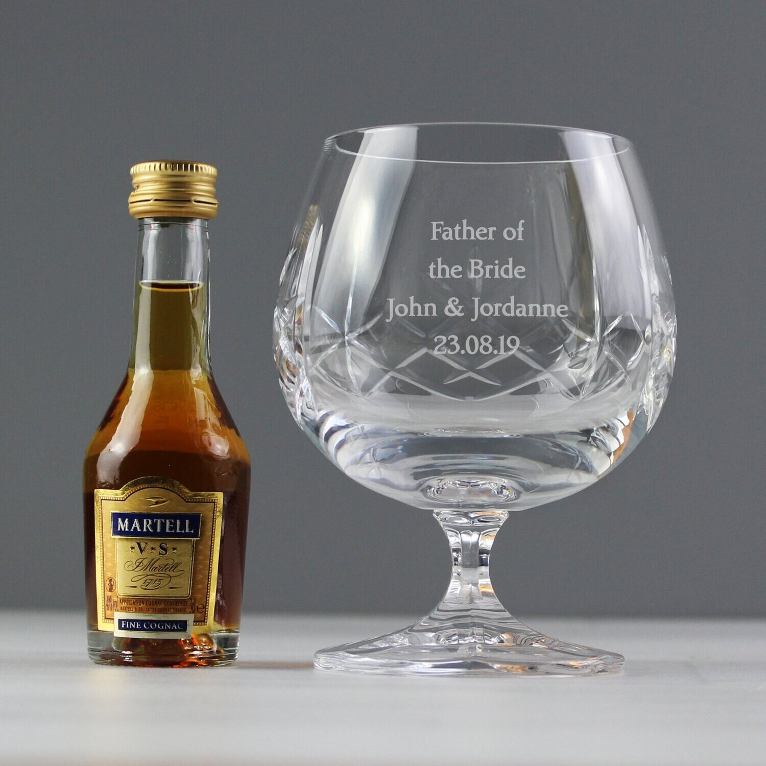 Personalised Cut Crystal & Brandy Gift Set