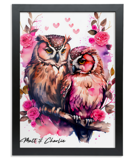Couples Framed Print (A2 size) - Owls